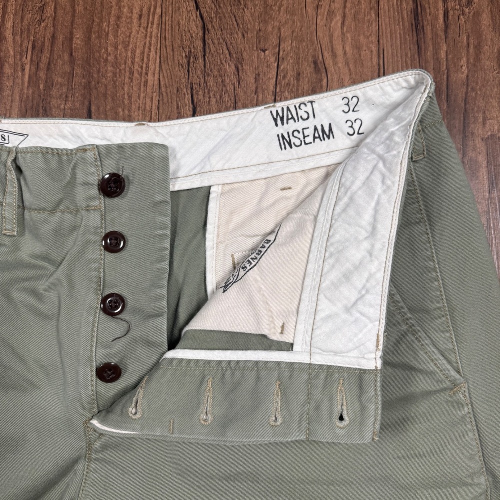 Wallace & Barnes Officer Chino Pant Mens 32x32 Sage Green Field Cotton Trousers - Picture 2 of 13